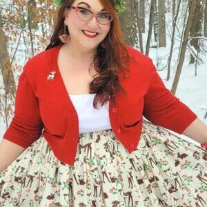 3XL New Mak Red Retro Vintage Style Cropped Cardigan Modcloth
